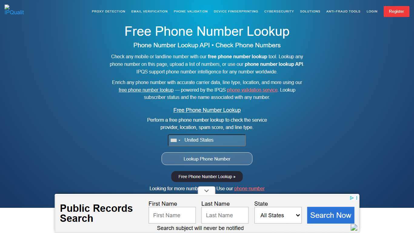 Free Phone Number Lookup Tool Phone Number Lookup API